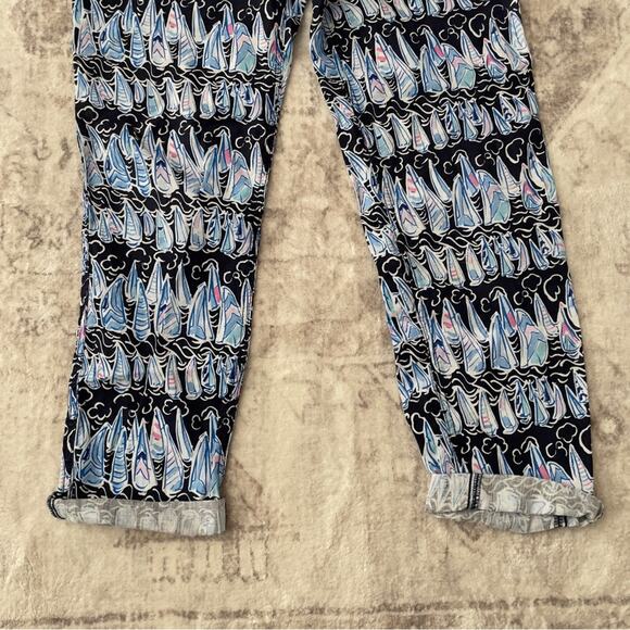 Lilly Pulitzer Taron Linen Pants Low Tide Sailboats Small Coastal Nautical - Picture 5 of 14